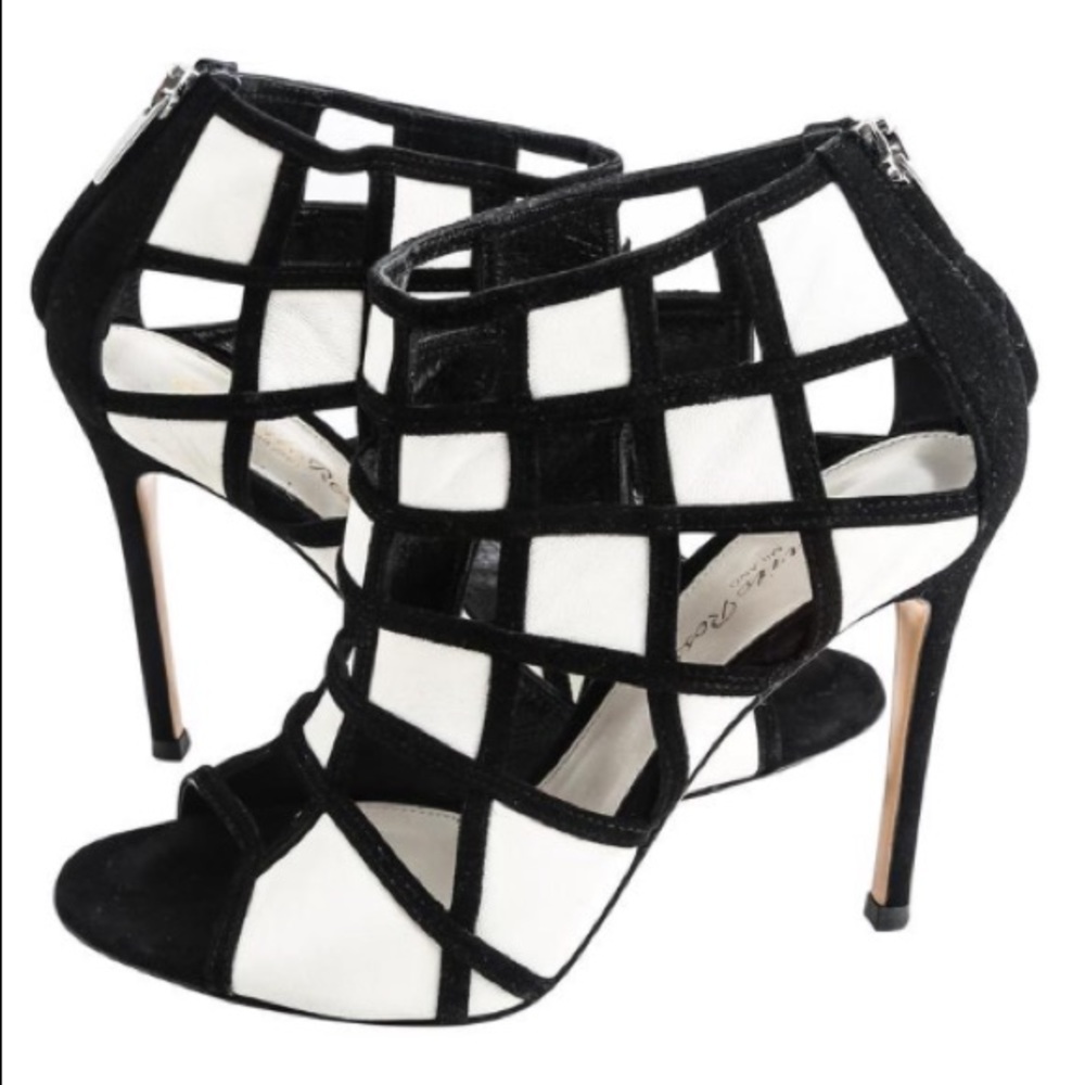 Gianvito Rossi Black And White Cut Out Booties